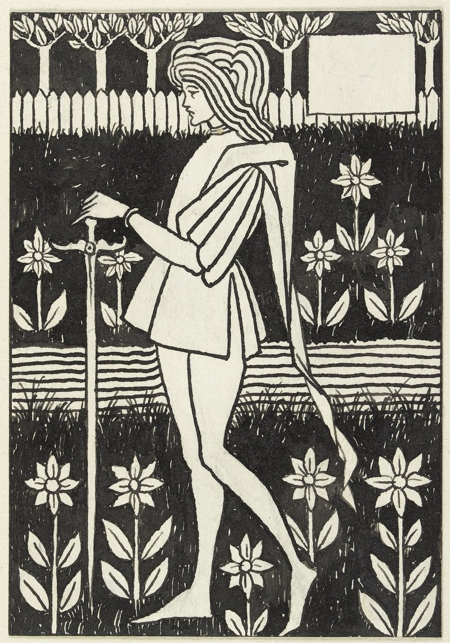 A Page (pióro i czarny tusz na białym papierze) autorstwa Aubrey Beardsley