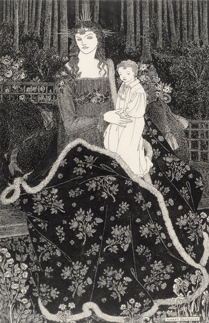 Duża kartka świąteczna, 1895 (odbitka liniowa) autorstwa Aubrey Beardsley
