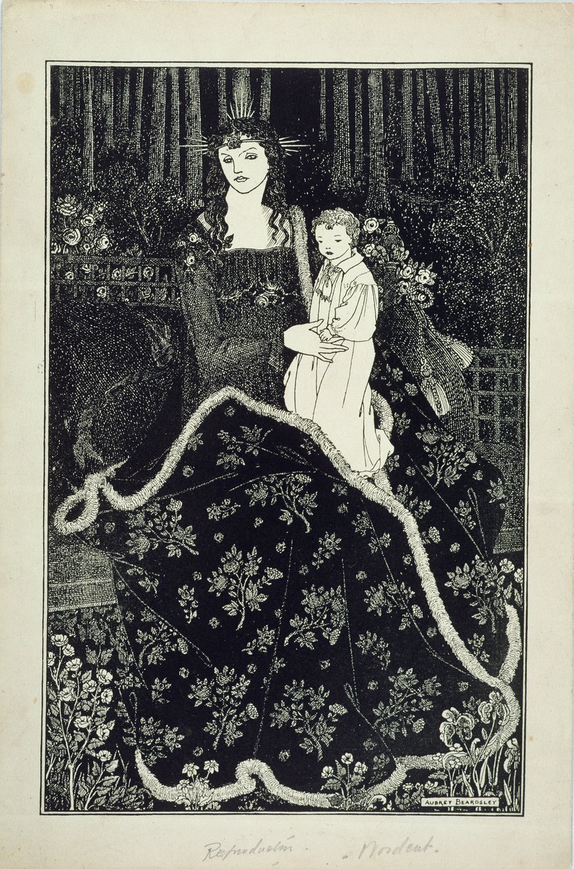 Duża Kartka Świąteczna, 1895 (druk blokowy) autorstwa Aubrey Beardsley