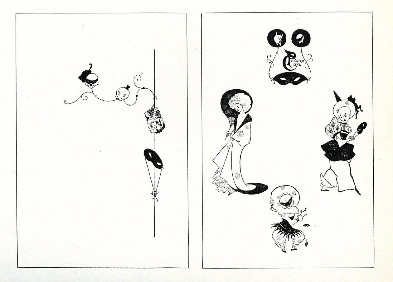 Projekt menu Klubu Playgaers, 28 stycznia 1894 autorstwa Aubrey Beardsley