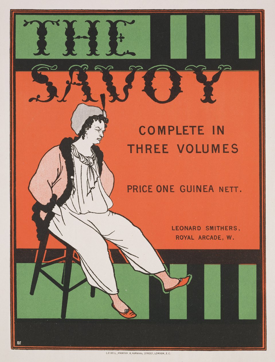 Projekt przedniej okładki książki "The Savoy: Complete in Three Volumes", ok. 1896 r. autorstwa Aubrey Beardsley