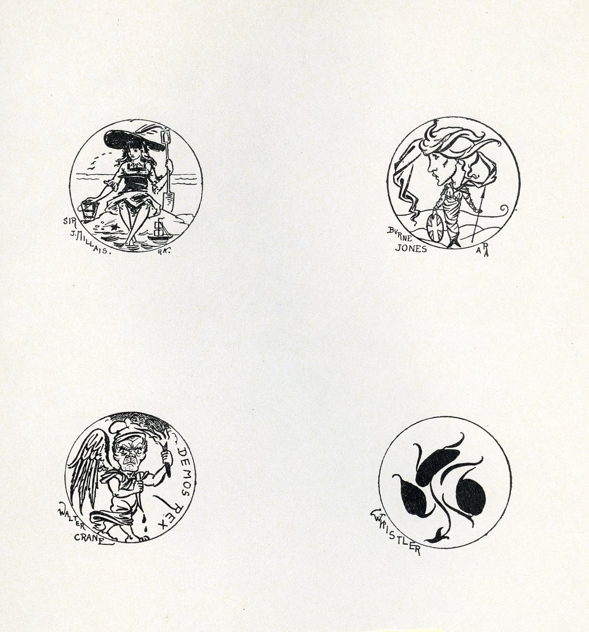 Cztery projekty nowej monety, 1893 autorstwa Aubrey Beardsley