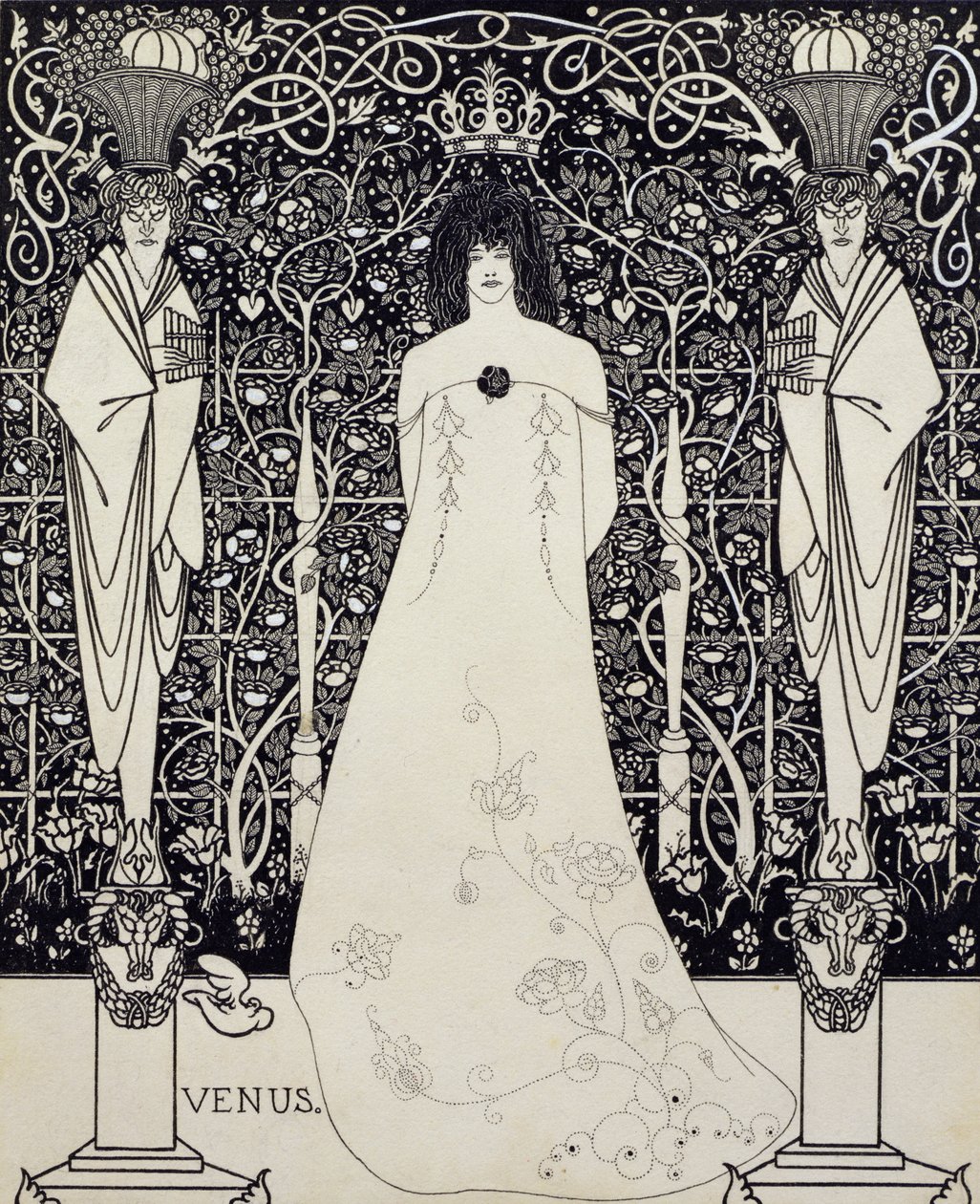 Frontispis do "Wenus i Tannhauser", ok. 1895 (pióro i tusz) autorstwa Aubrey Beardsley