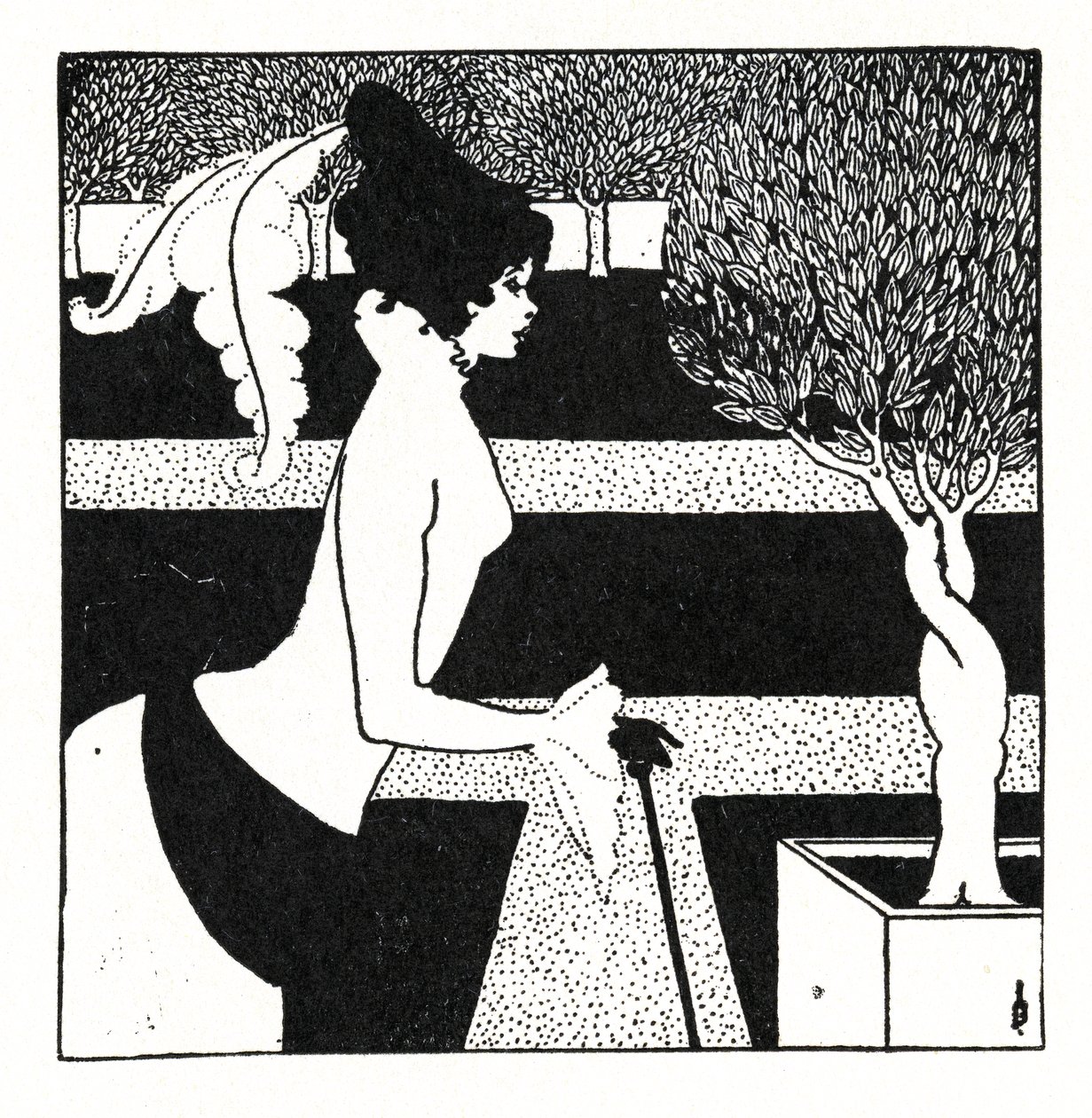 Ozdoba strony tytułowej do „Żółtej księgi”, tom II, lipiec 1894, 1899 autorstwa Aubrey Beardsley