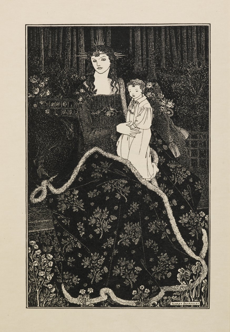 Kartka bożonarodzeniowa z księgi pięćdziesięciu rysunków autorstwa Aubrey Beardsley