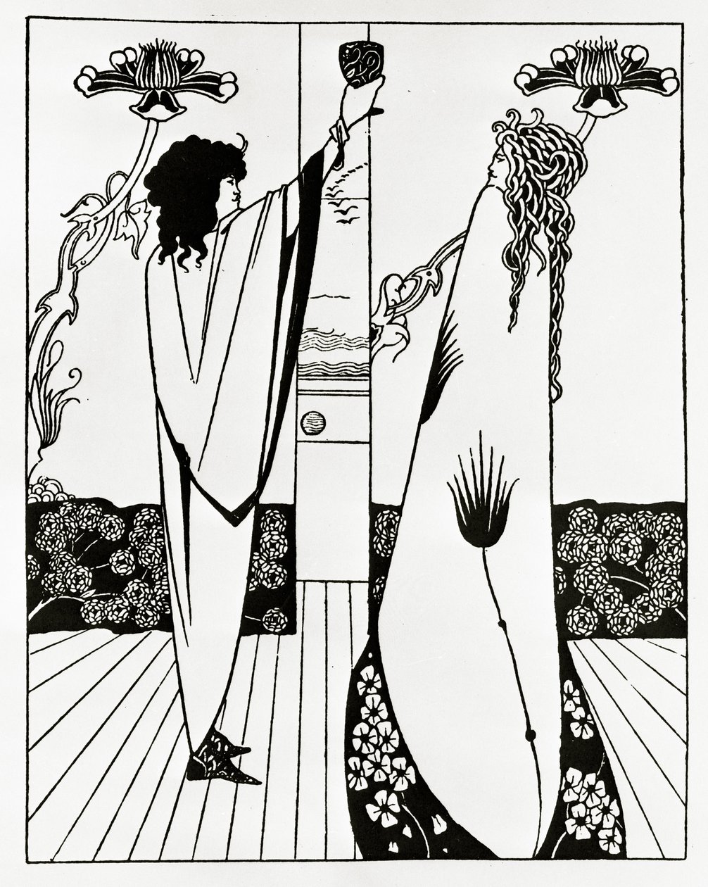 Jak Tristan wypił Miksturę Miłości, ok. 1894 r. autorstwa Aubrey Beardsley