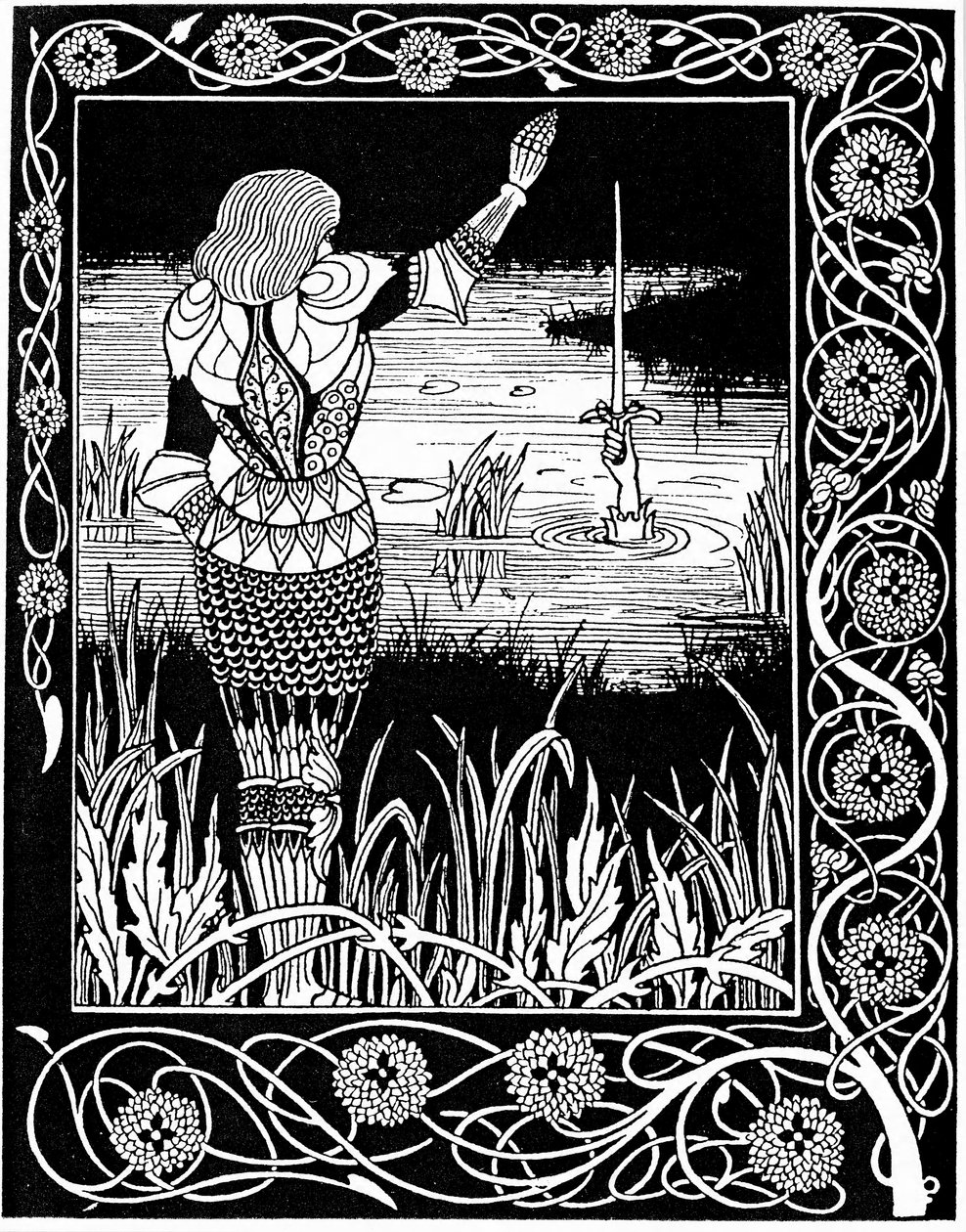 Excalibur odzyskany przez Panią Jeziora, 1893 autorstwa Aubrey Beardsley