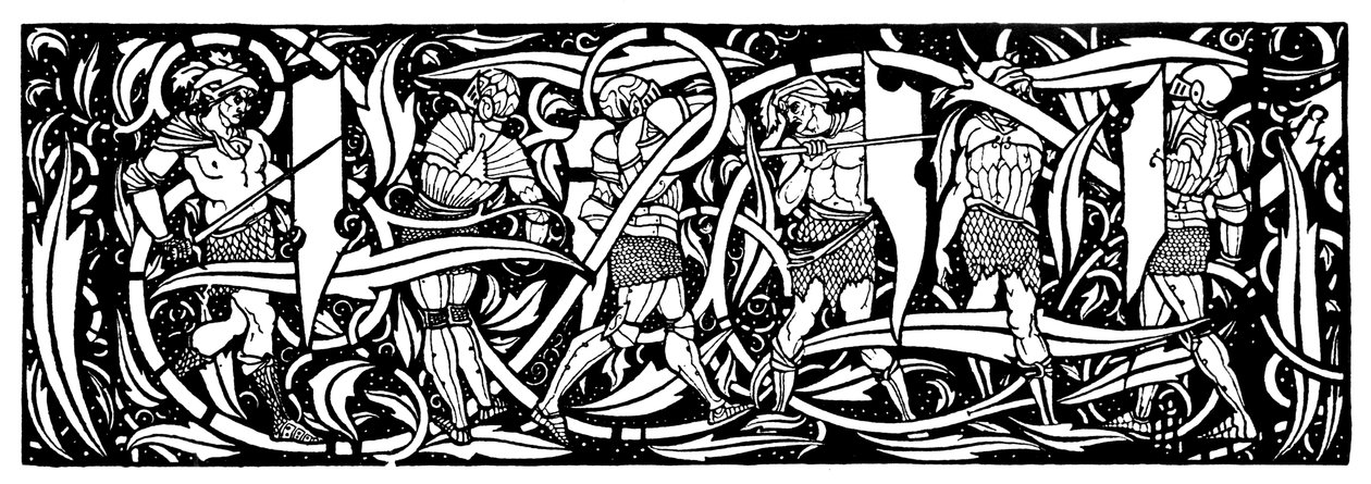 Nakrycie głowy, ilustracja z „Le Morte d