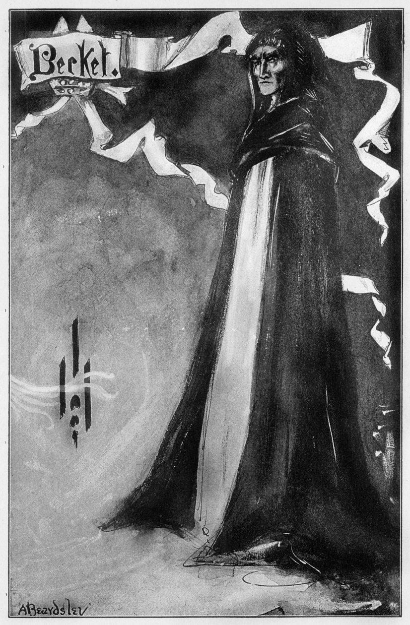 Henry Irving jako „Becket” w Lyceum Theatre w Londynie w poetyckim dramacie „Becket” Tennysona, 1893 autorstwa Aubrey Beardsley