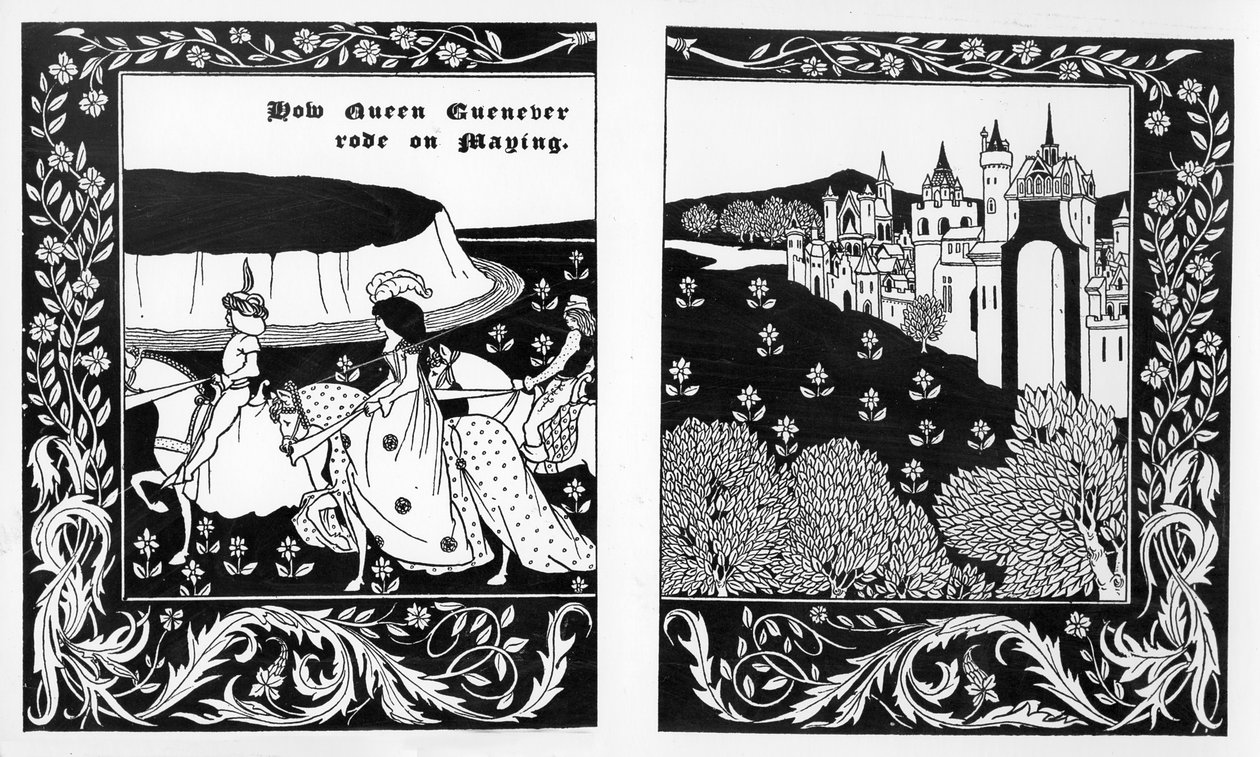 Jak królowa Guenever jechała na Maying, ilustracja z „Le Morte d