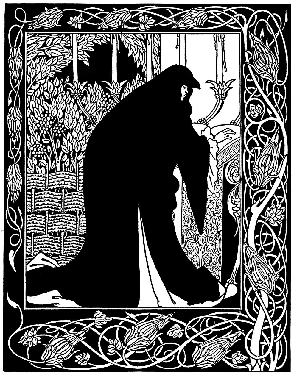 Jak królowa Guenever uczyniła ją zakonnicą, ilustracja z „Le Morte d