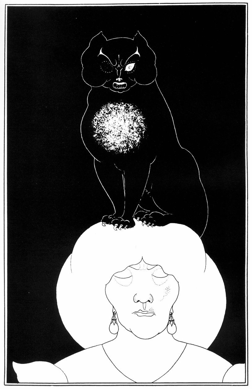 Ilustracja z opowiadania "Czarny kot" Edgara Allana Poe, 1895 r. autorstwa Aubrey Beardsley