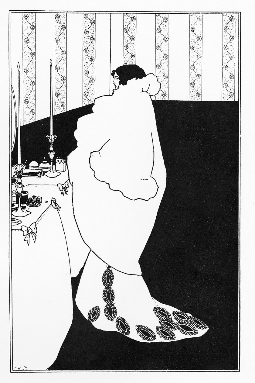 La Dame aux Camelias, ilustracja z „Żółtej księgi”, 1894 autorstwa Aubrey Beardsley