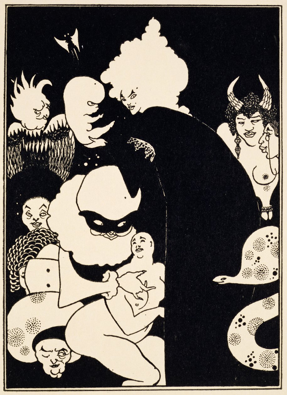 Dziwne stworzenia Luciana, ilustracja z „Prawdziwej historii Luciana”, c.1894 autorstwa Aubrey Beardsley