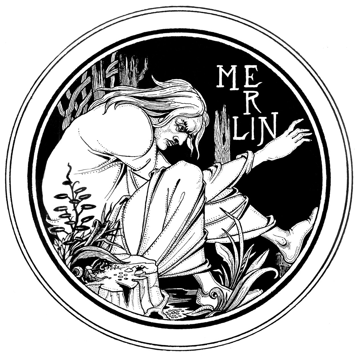 Merlin, ilustracja z „Le Morte d