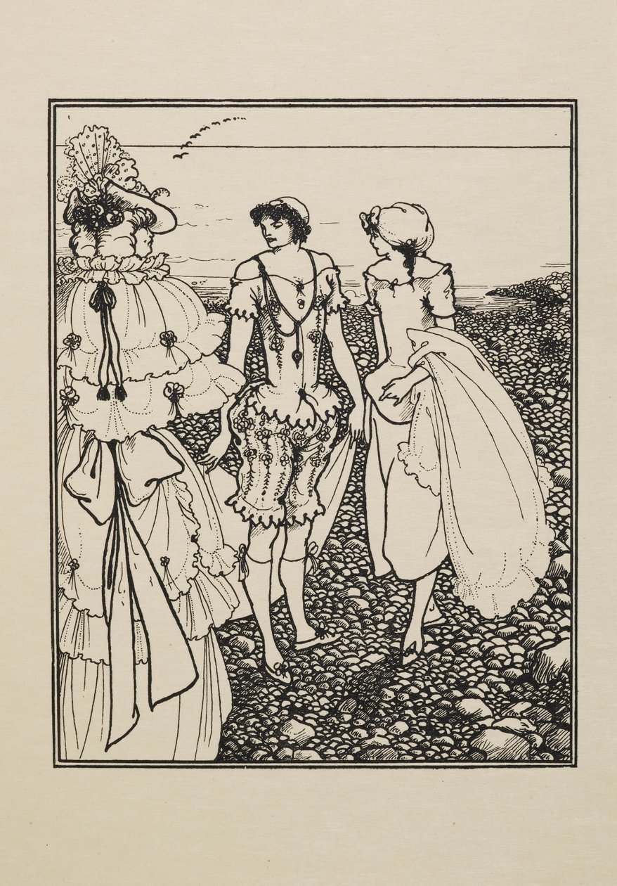 Na plaży Dieppe (Kąpiący się), z księgi pięćdziesięciu rysunków autorstwa Aubrey Beardsley
