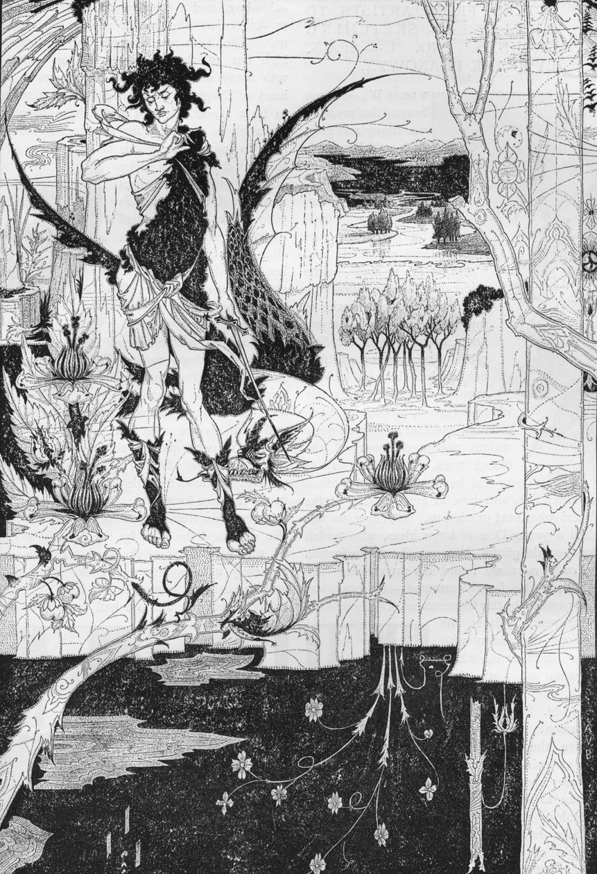 Zygfryd, akt II, c1893 autorstwa Aubrey Beardsley