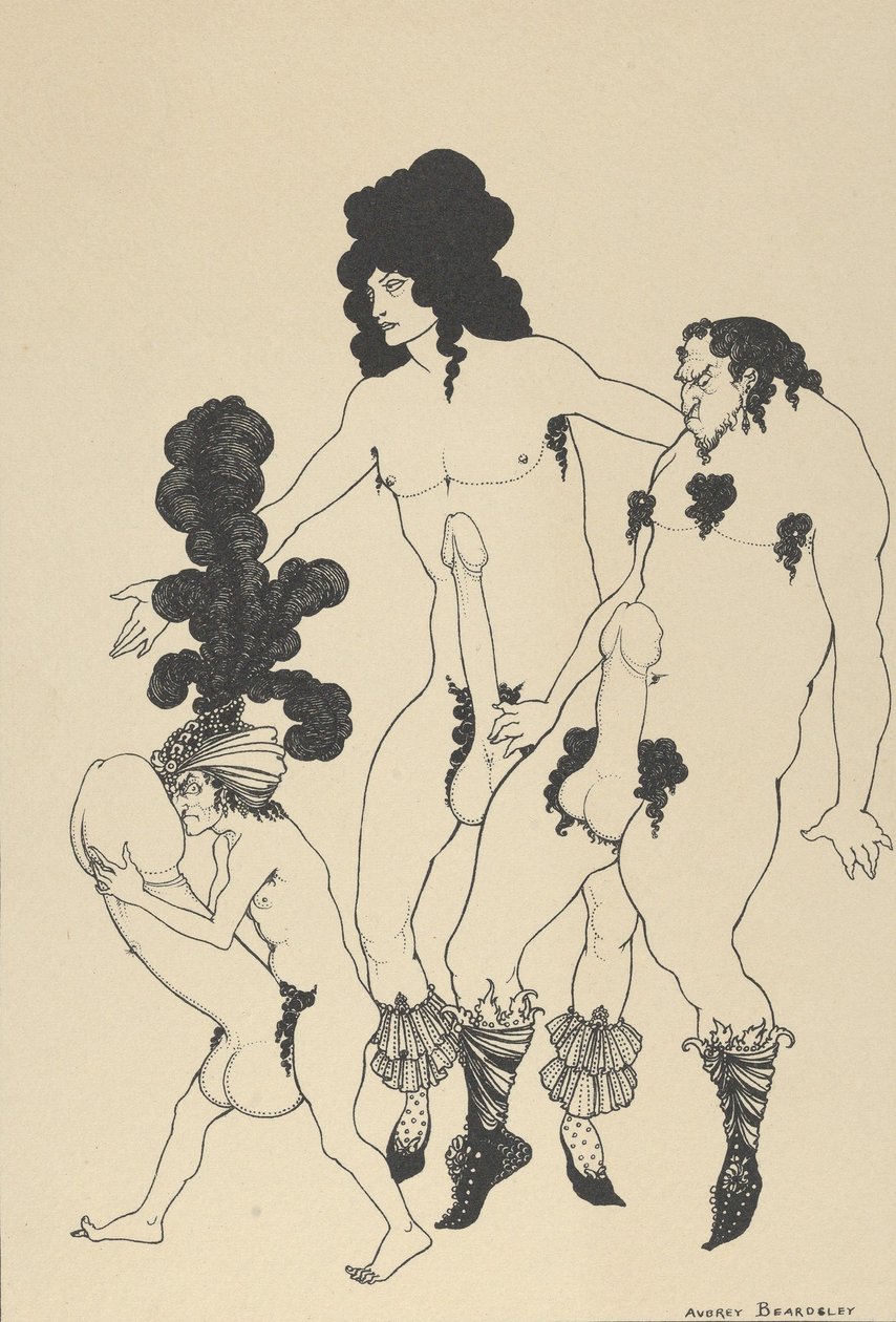 Ambasadorzy Lacedemończycy za Lizystratę Arystofanesa 1926. autorstwa Aubrey Beardsley