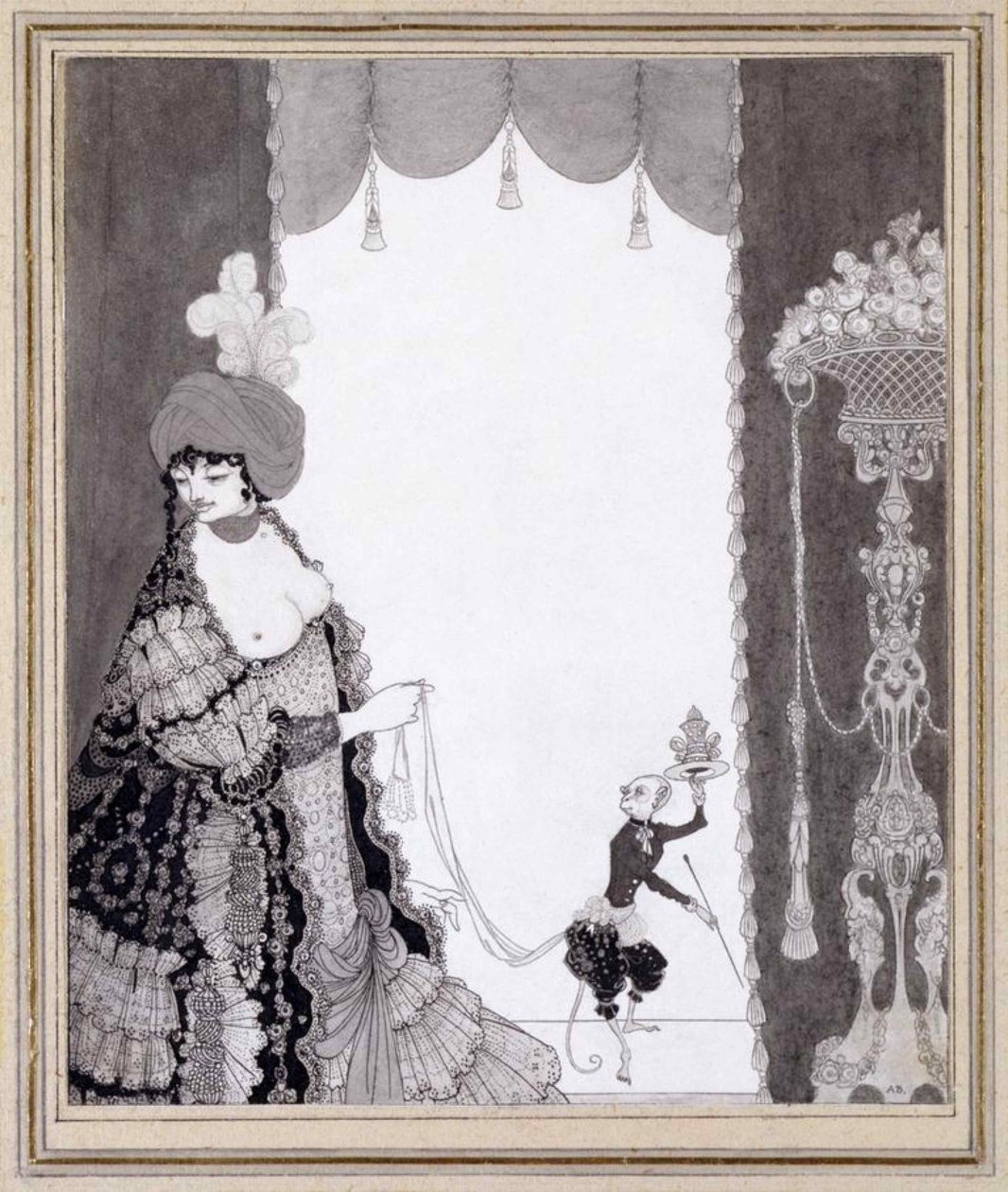 Dama z małpą, 1897. autorstwa Aubrey Beardsley