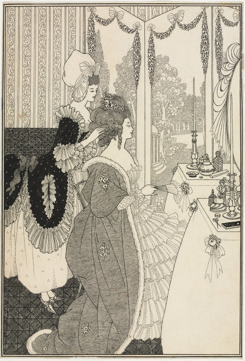 Toaleta z „Gwałtu na śluzie” Aleksandra Pope, c.1895-96 (pióro i atrament) autorstwa Aubrey Beardsley