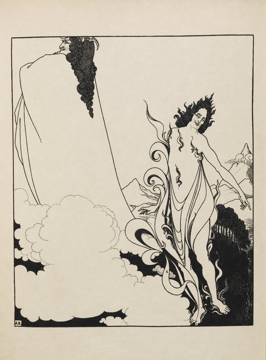 Czwarta tablica złota Renu z księgi pięćdziesięciu rysunków autorstwa Aubrey Beardsley