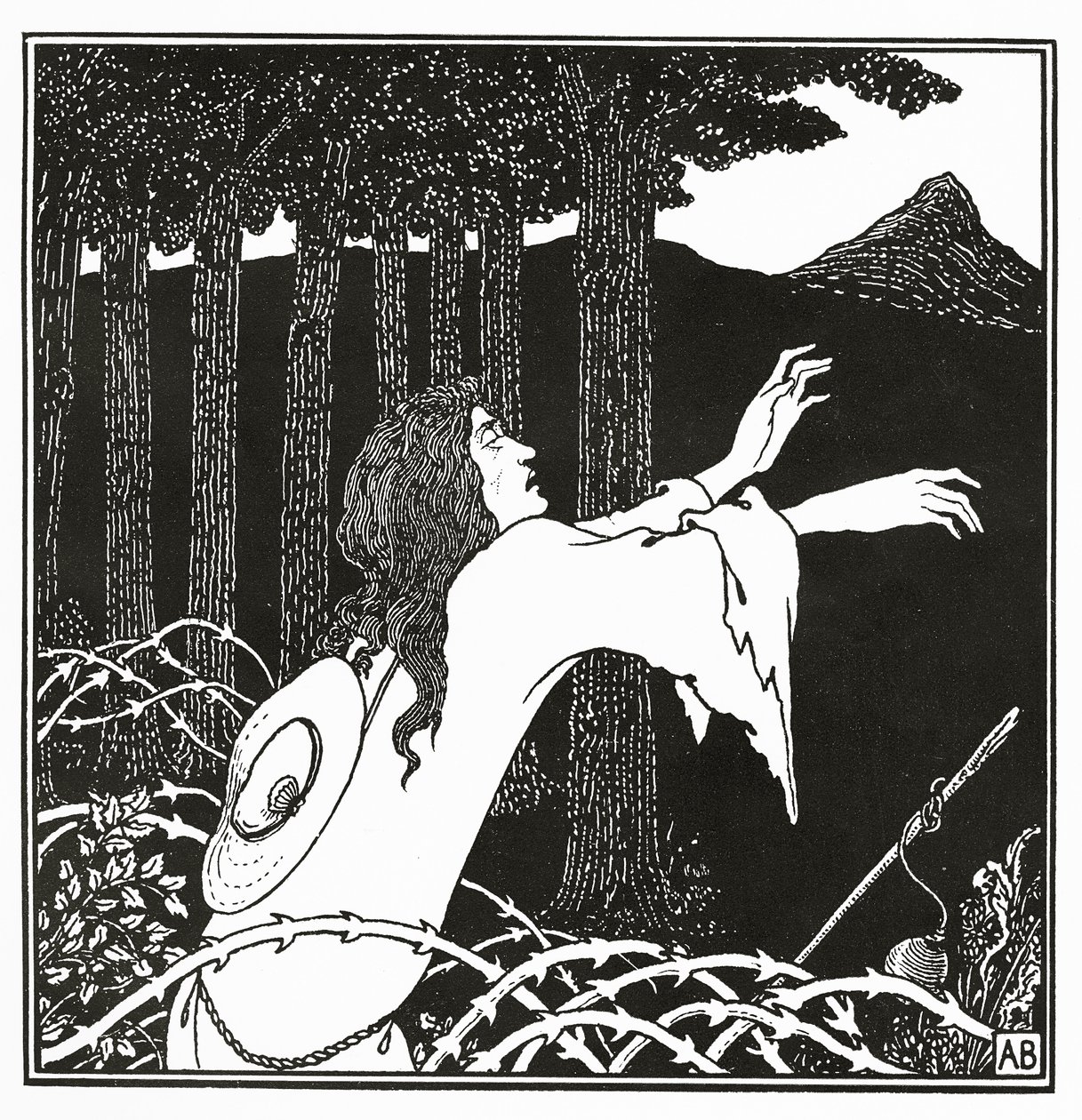 Powrót Tannhausera na Wenusberg, z „Historii Wenus i Tannhausera”, 1895 autorstwa Aubrey Beardsley