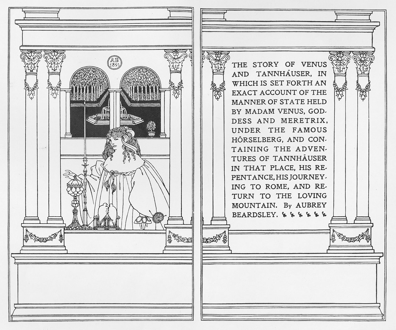Strona tytułowa z „Historii Wenus i Tannhausera”, 1895 autorstwa Aubrey Beardsley