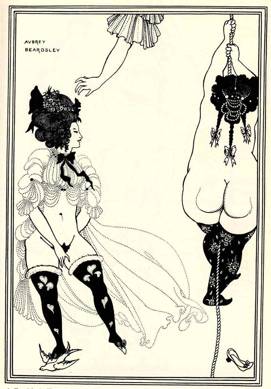 Dwie ateńskie kobiety w niebezpieczeństwie. Ilustracja do Lizystraty Arystofanesa, 1896 r autorstwa Aubrey Beardsley