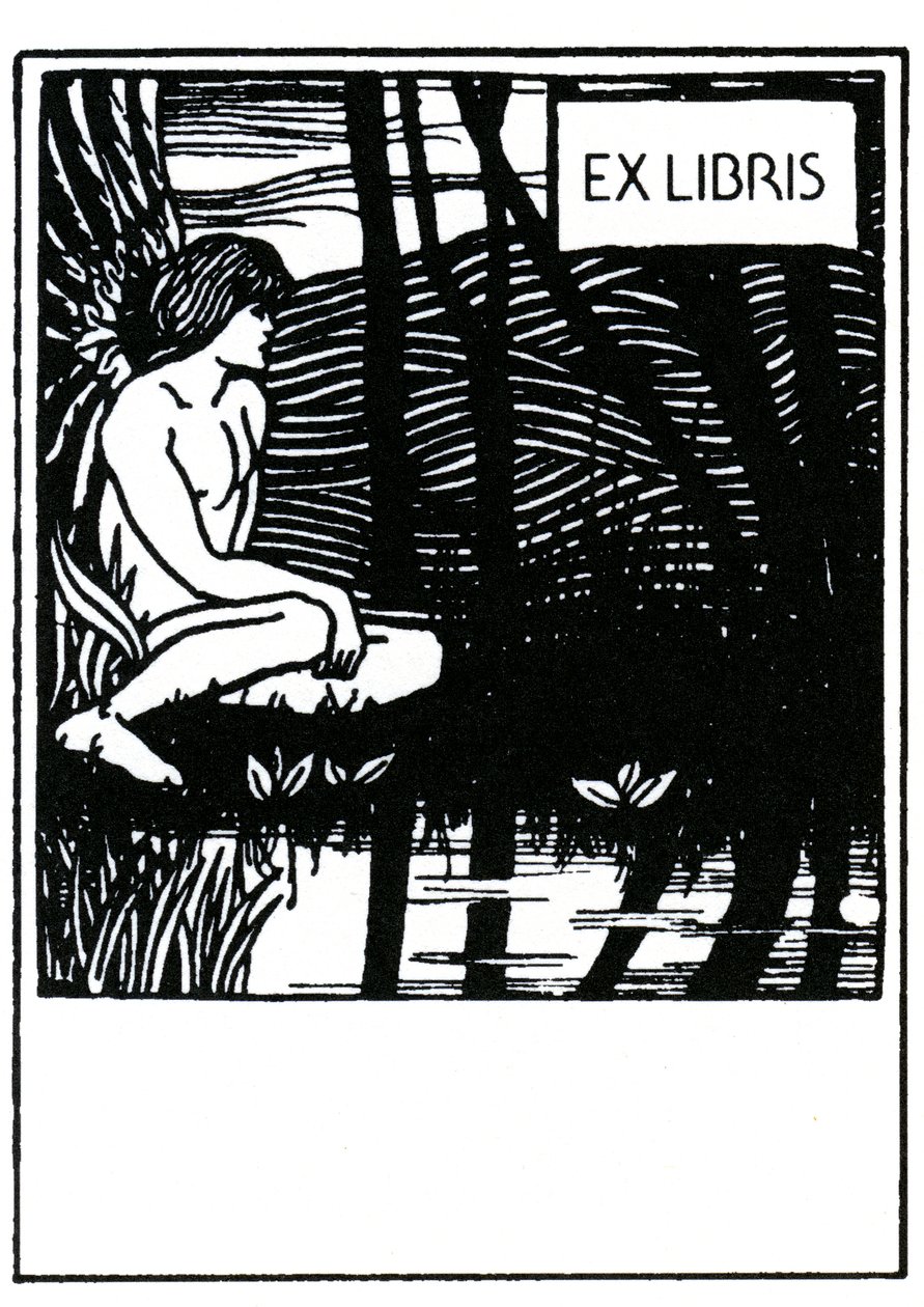 Winieta ex libris (ex-libris) Aubrey Beardsley (1872-1898) autorstwa Aubrey Beardsley