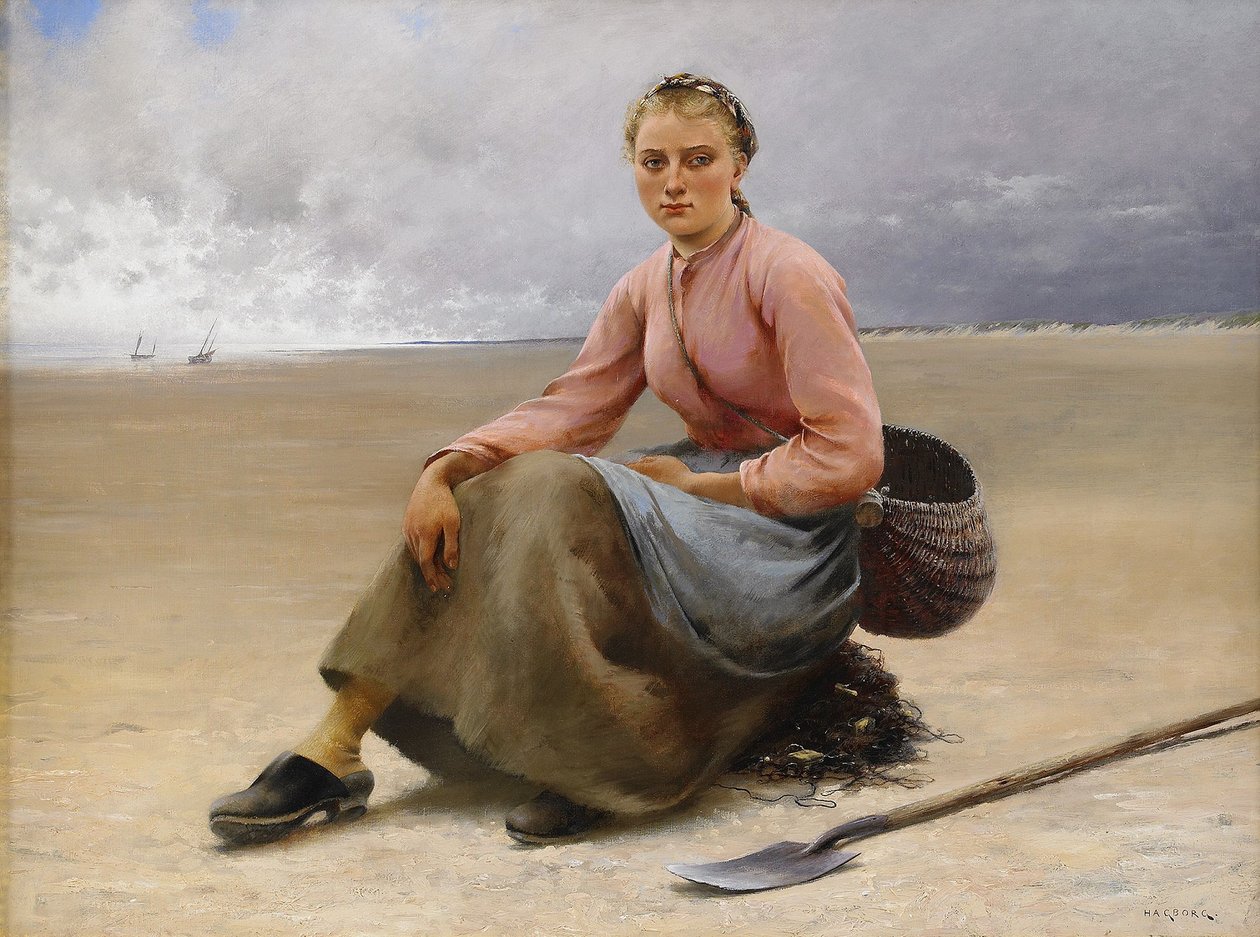 Zbieracz ostryg - Bretania autorstwa August Hagborg