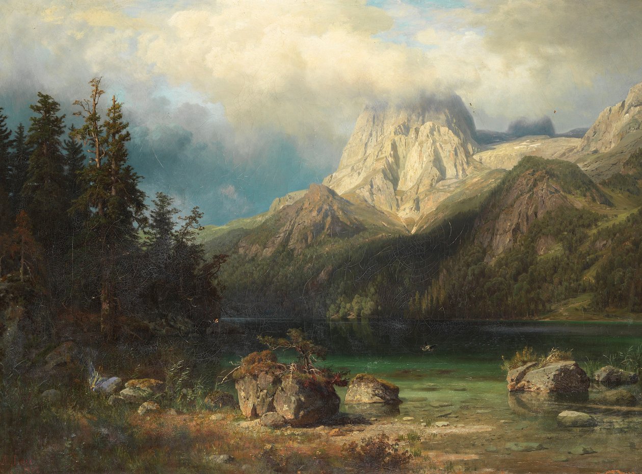 Górski krajobraz autorstwa August Wilhelm Leu