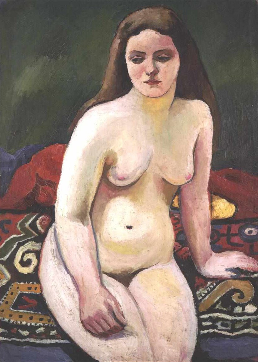 Akt na dywanie z dzianiny autorstwa August Macke