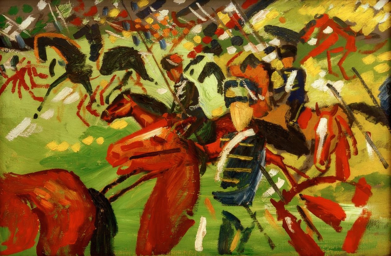 Huzarzy na koniach autorstwa August Macke