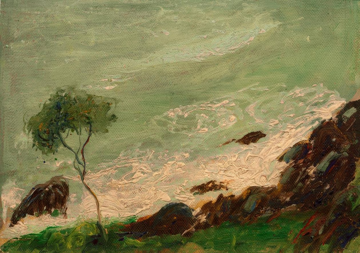 Drzewo nad morzem w pobliżu Rapallo autorstwa August Macke