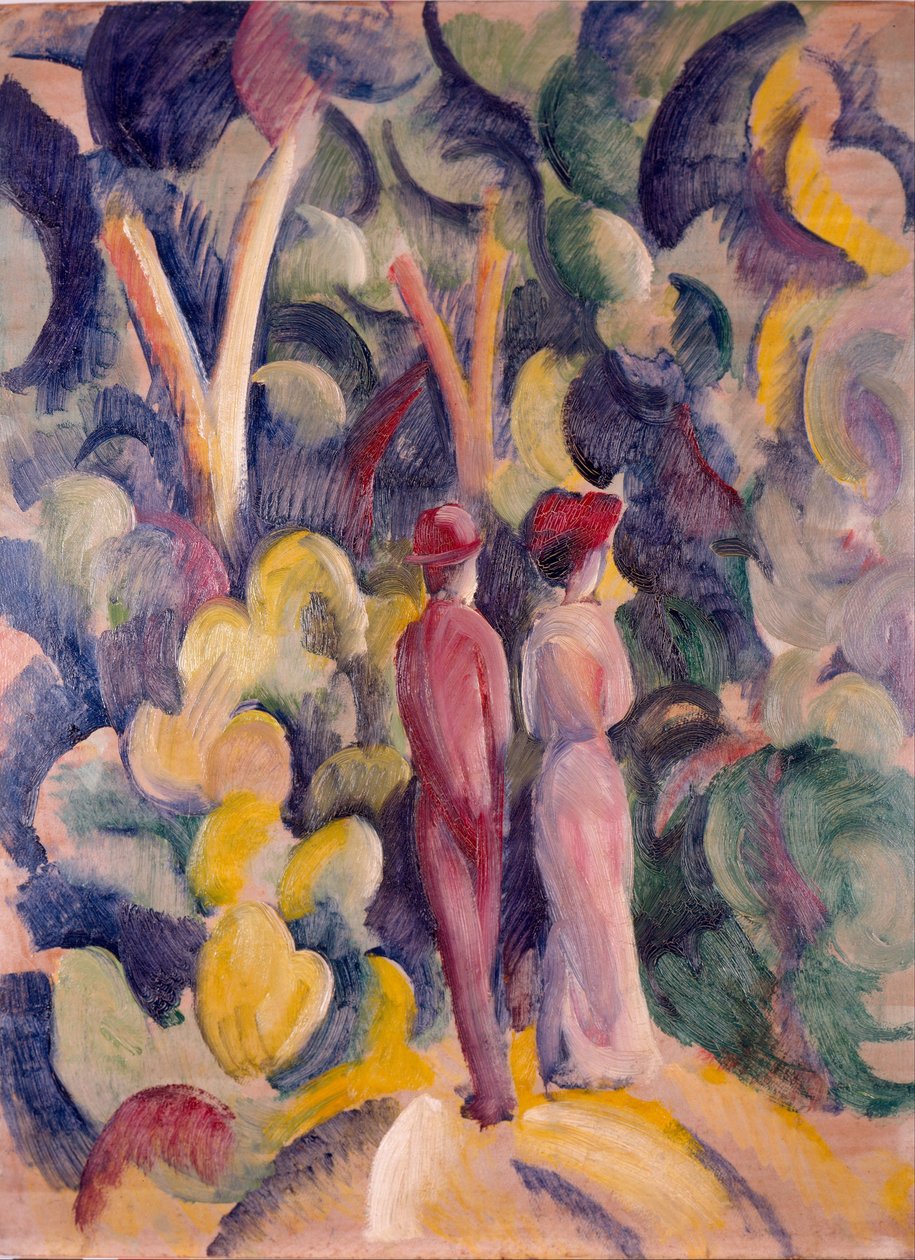 Para na leśnym torze autorstwa August Macke