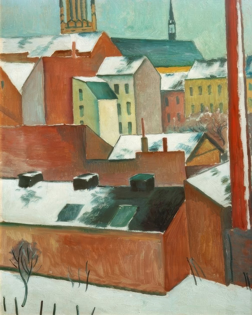 Marienkirche w Bonn w śniegu autorstwa August Macke