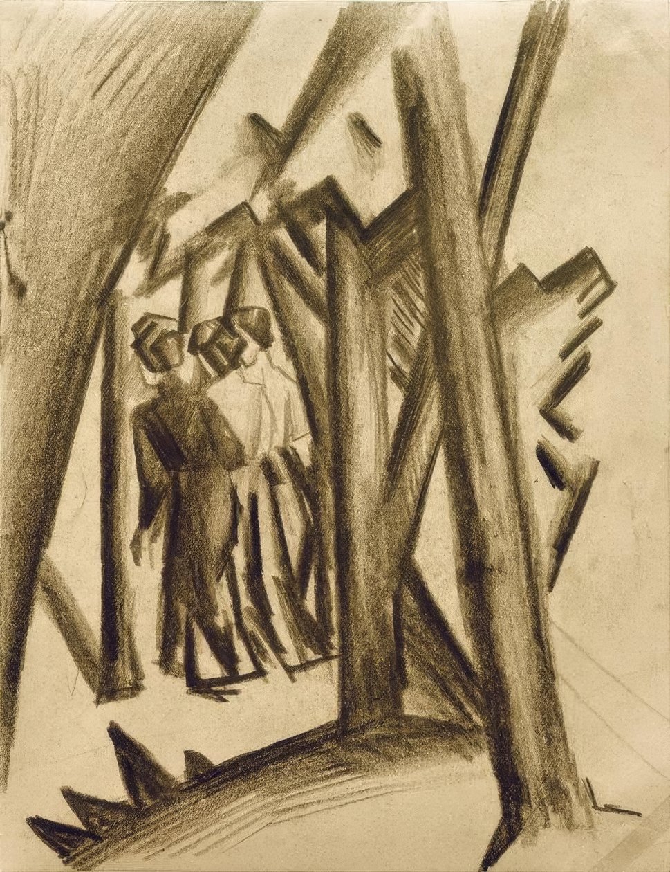 Trzy dziewczyny w lesie autorstwa August Macke