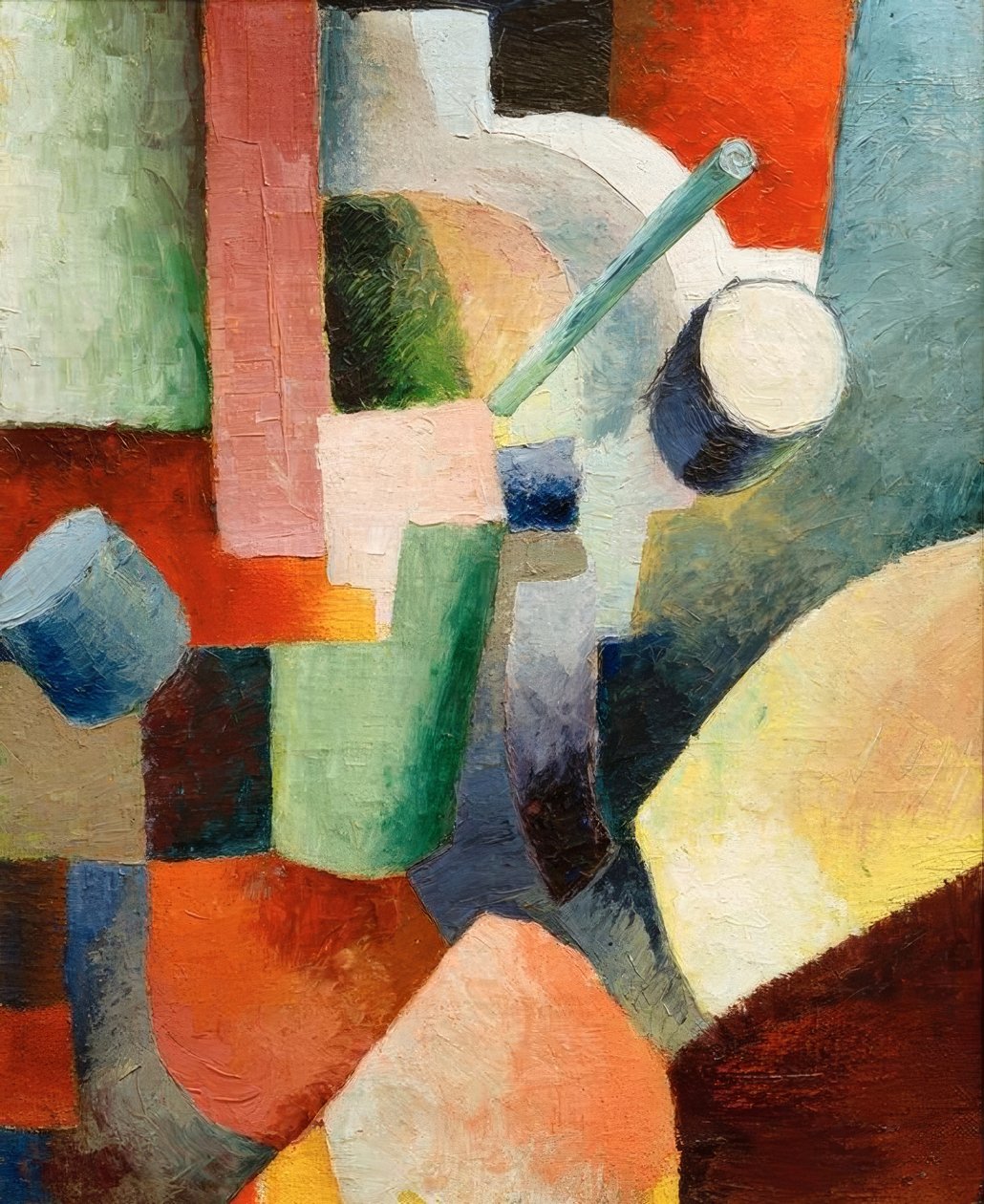 Kolorowa kompozycja kształtów autorstwa August Macke
