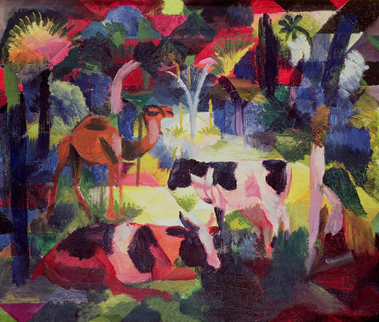 Krajobraz z krowami i wielbłądem autorstwa August Macke