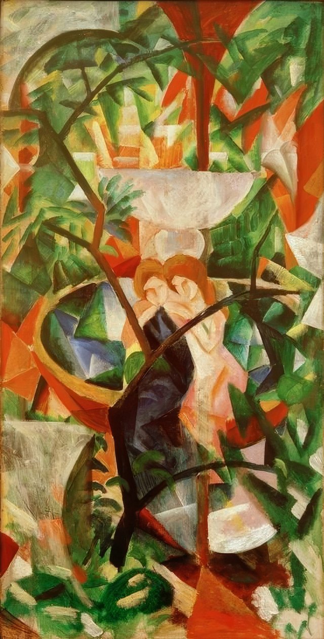Dziewczyna przed fontanną autorstwa August Macke