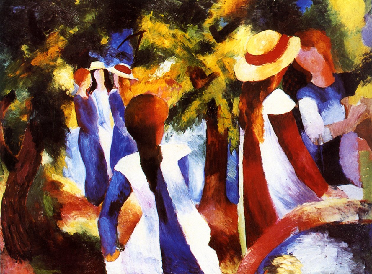 Dziewczyna pod drzewami autorstwa August Macke