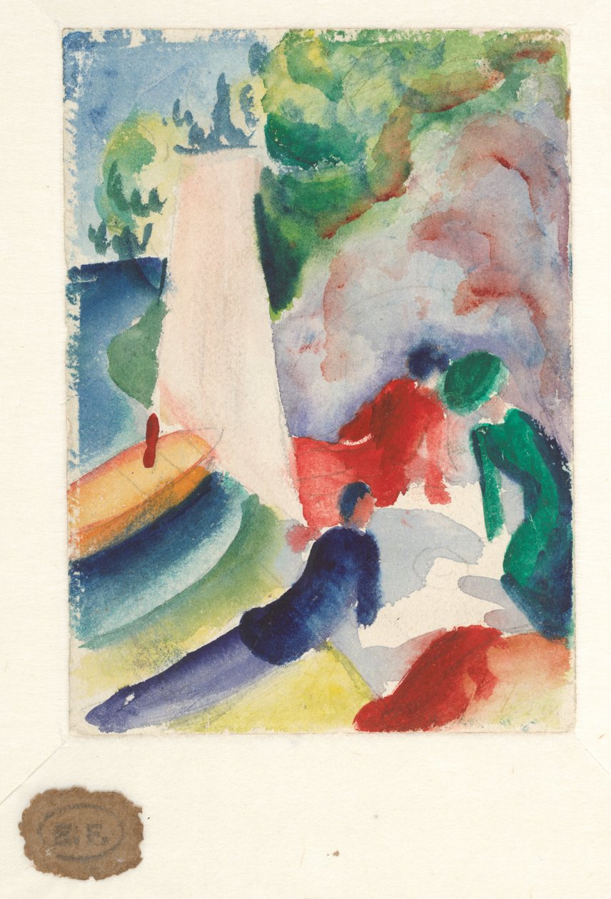 Piknik na plaży (Piknik po żegludze), 1913 autorstwa August Macke