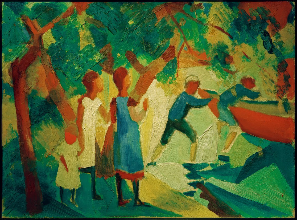 Dzieci bawiące się nad wodą autorstwa August Macke