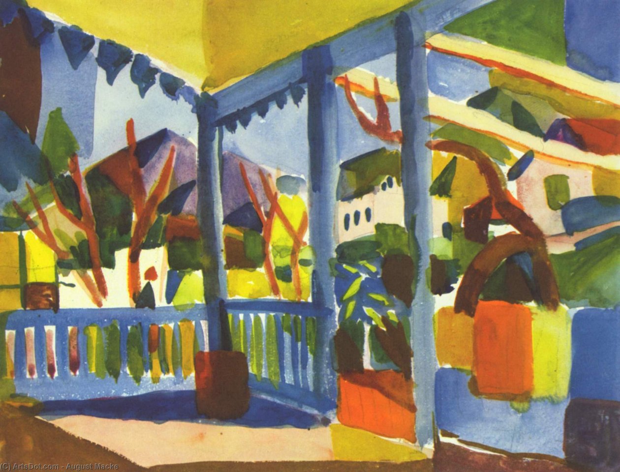 Taras wiejskiego domu w St. Germain autorstwa August Macke