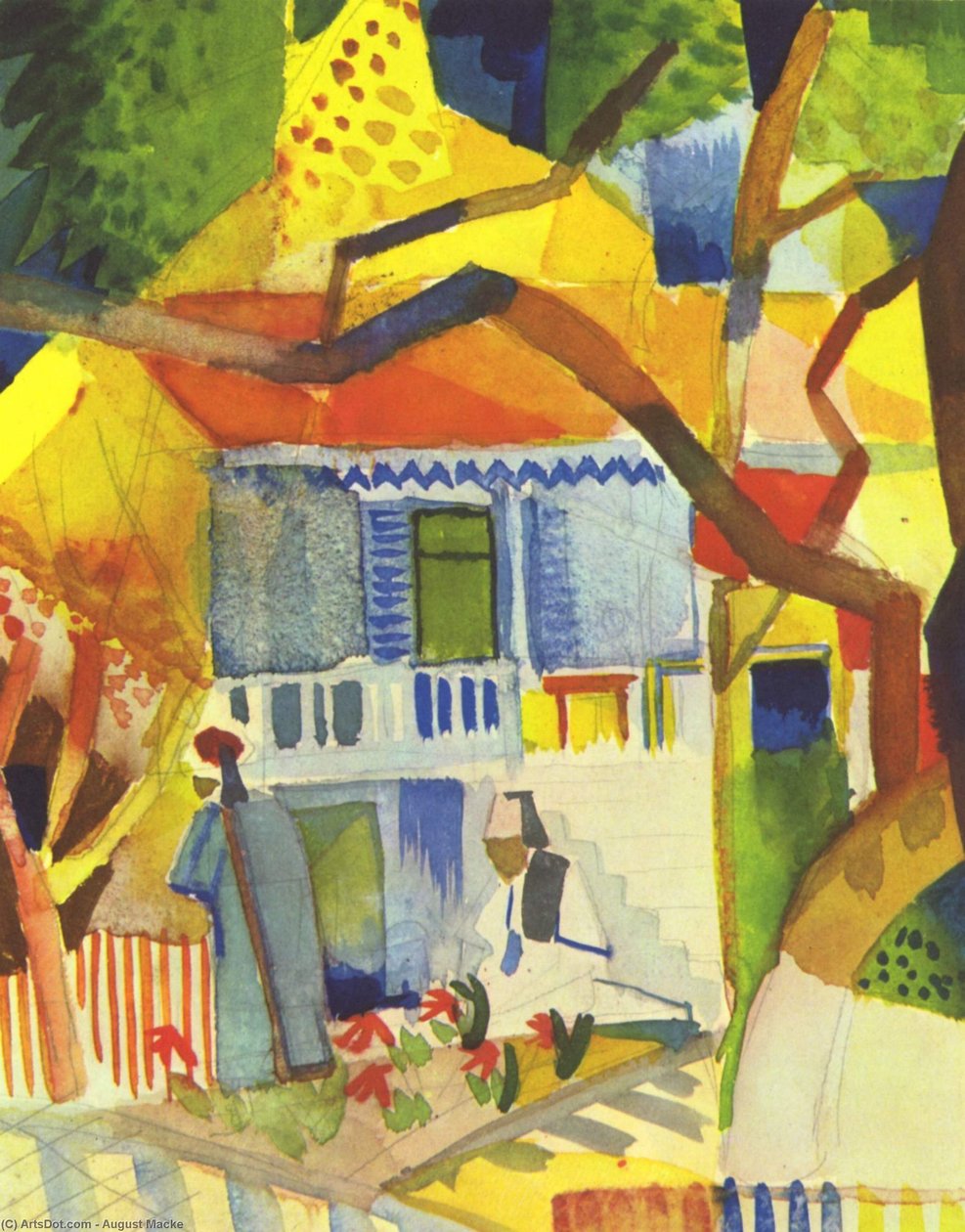 wewnętrzny dziedziniec domu przy ul. Germain autorstwa August Macke