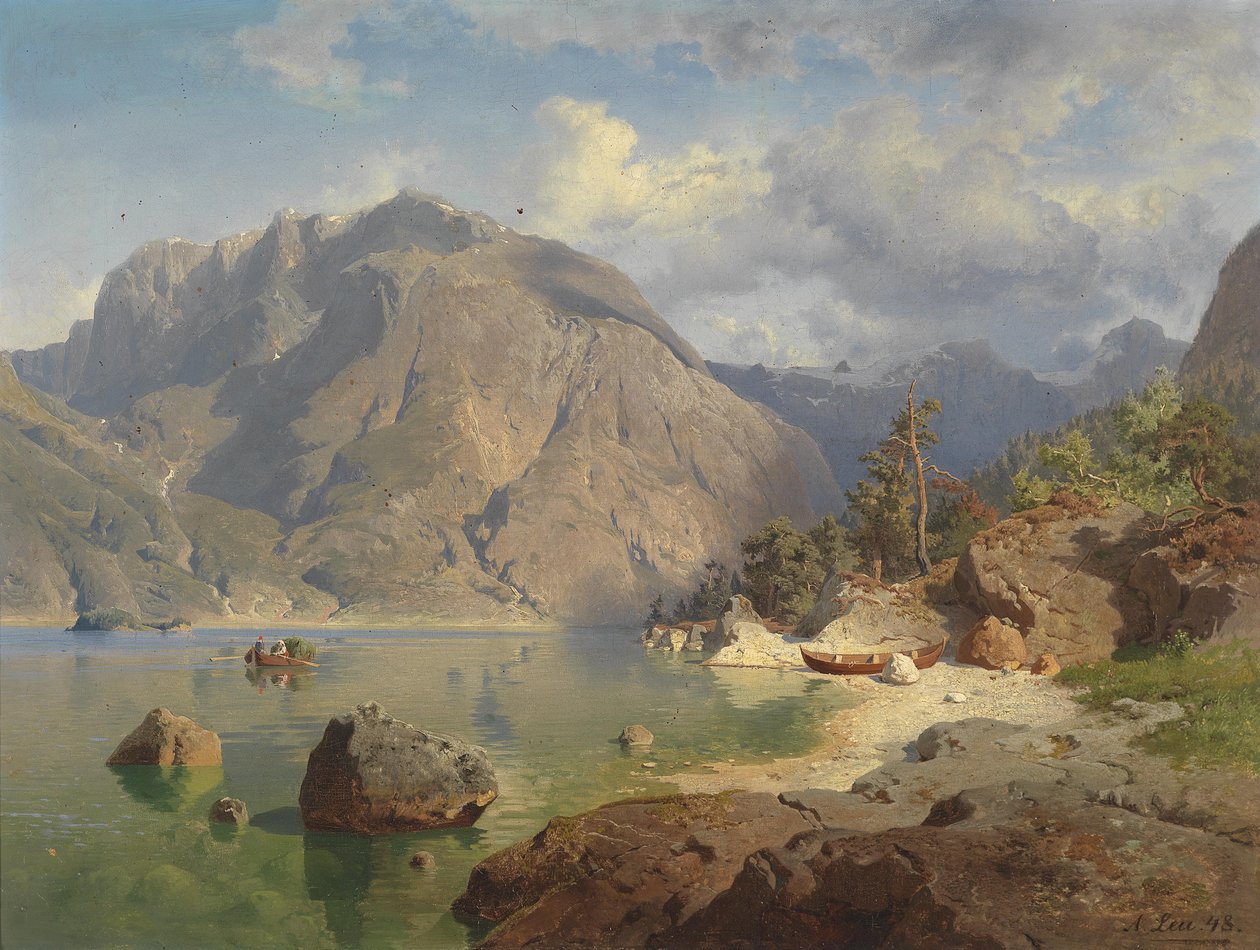 Jezioro górskie autorstwa August Wilhelm Leu