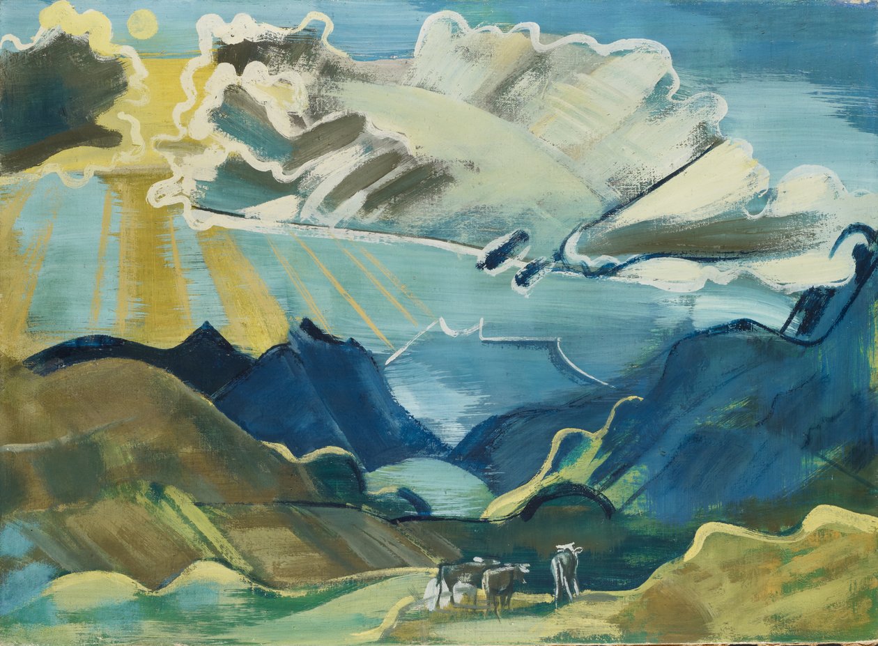 Balmalp z Schächental i Uri Rotstockami, 1927-28 (farba gliniana na płótnie) autorstwa August Babberger