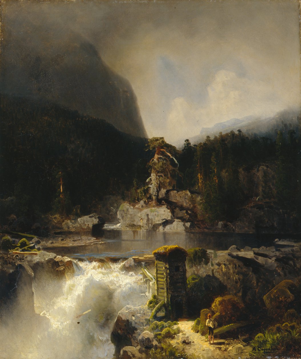 Møllefossen autorstwa August Cappelen