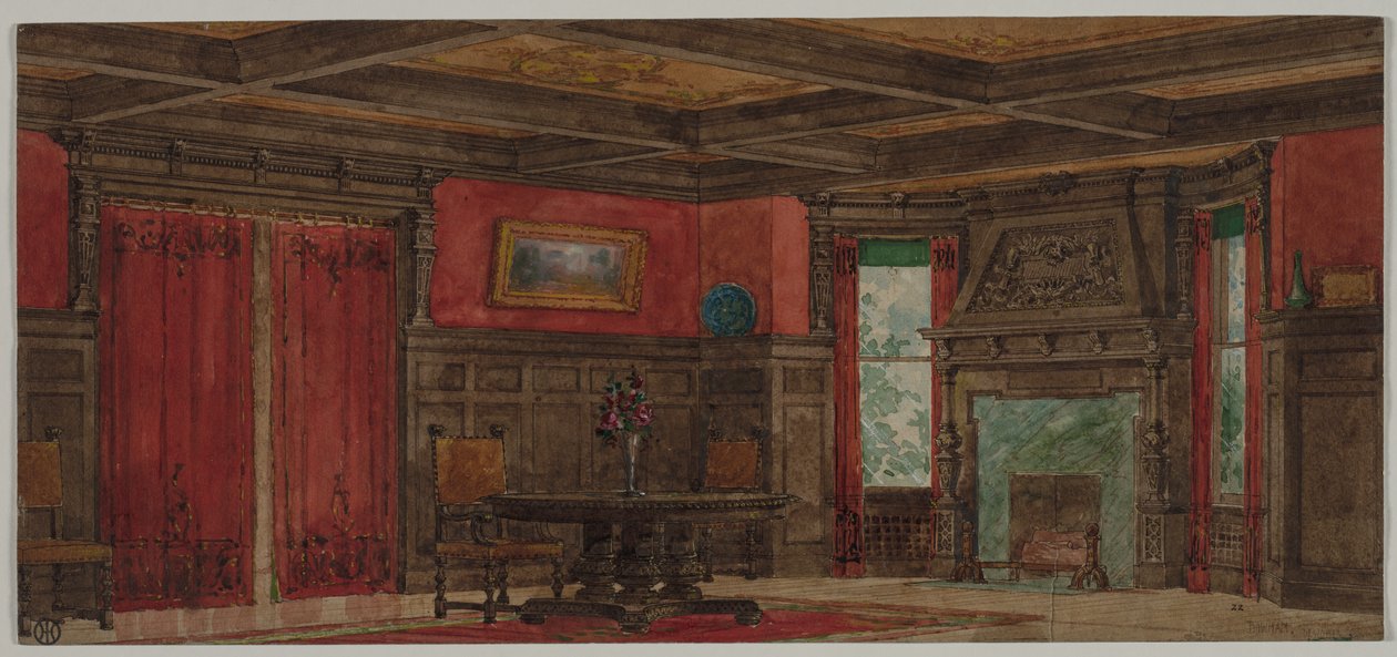 Rendering do wystroju wnętrz, ok. 1880-1900. autorstwa August Frederick Biehle