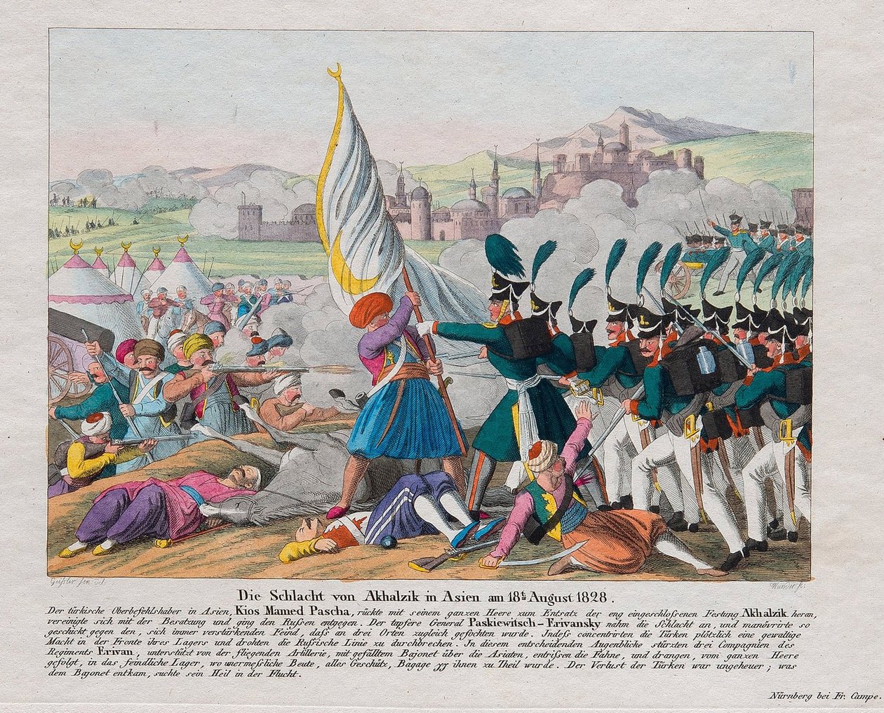 Wojna rosyjsko-turecka 1828-1829 - Szturm na twierdzę Achalciche (lub zamek Rabat) (Gruzja) - Szturm na twierdzę Achalciche 27 sierpnia autorstwa August Friedrich Andreas Campe